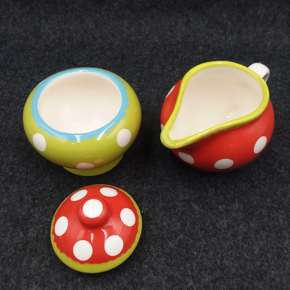 Spiegelburg‎ Garden Mini Creamer & Sugar Bowl Polka Dot Mushroom Whimsy Germany